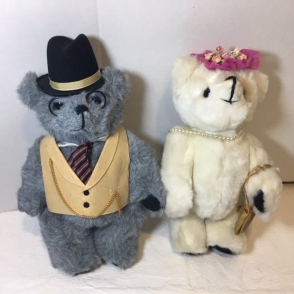 Vintage 1985 KENT Collectibles JOINTED TEDDY BEAR Couple 11" - Picture 1 of 16